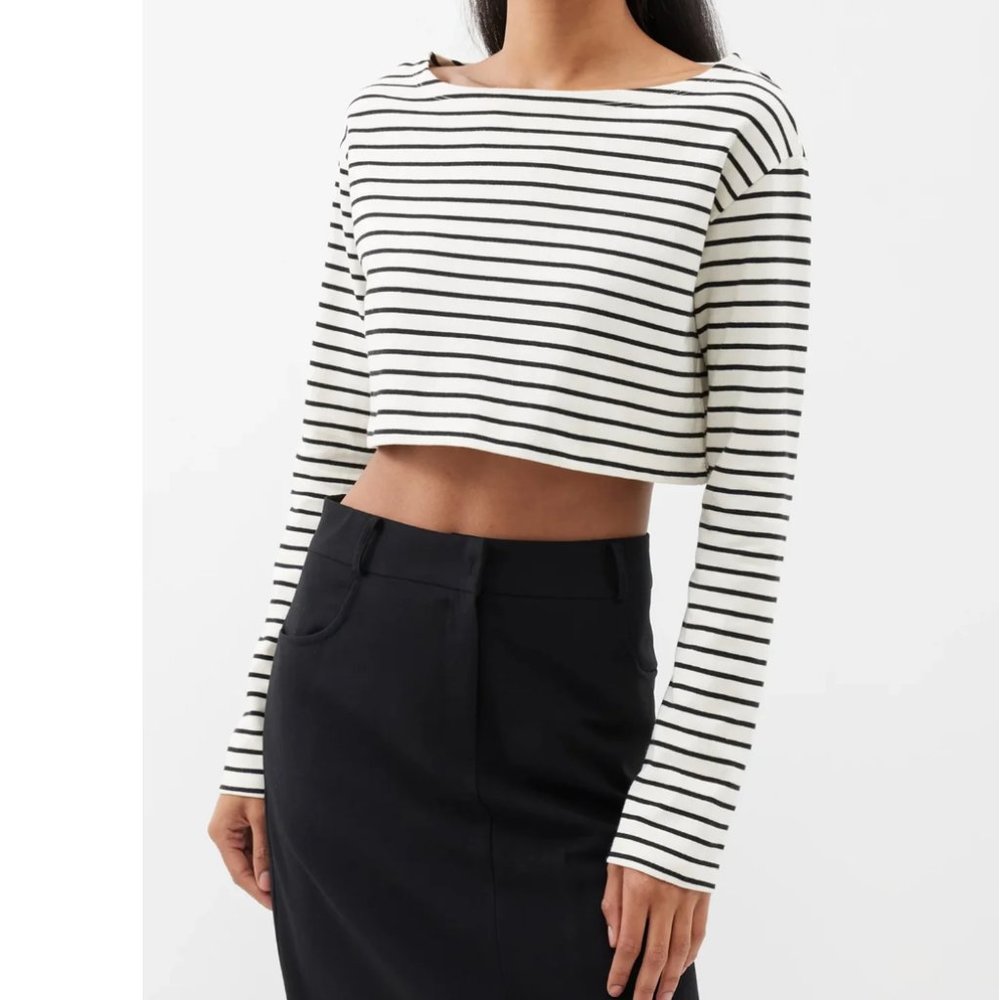 The Frankie Shop  Tilla Boatneck Top Black Stripe XS/S NWT
